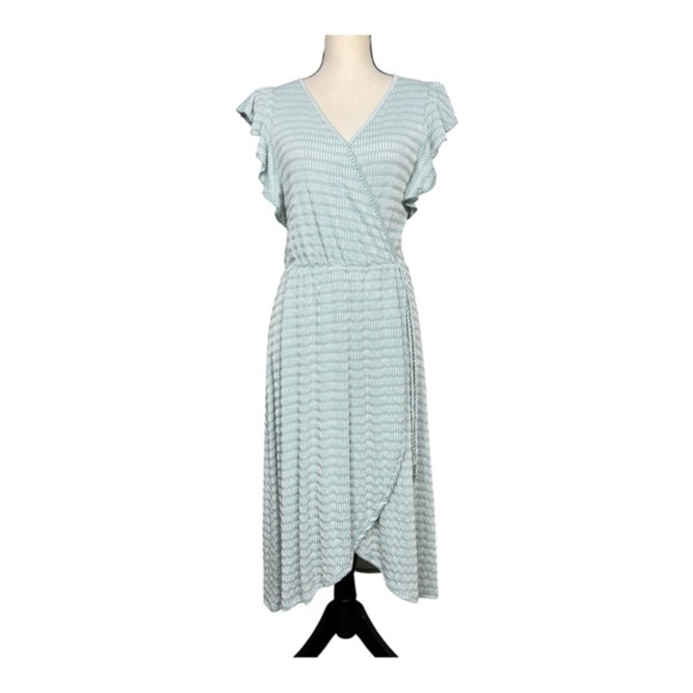 Caution To The Wind Soft Green Midi Wrap Dress Size M